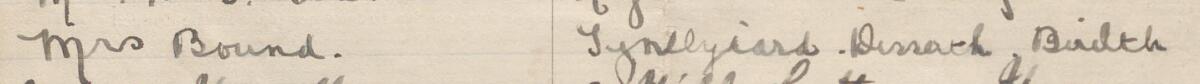 Image of Mrs Bound's signature and address in the petition