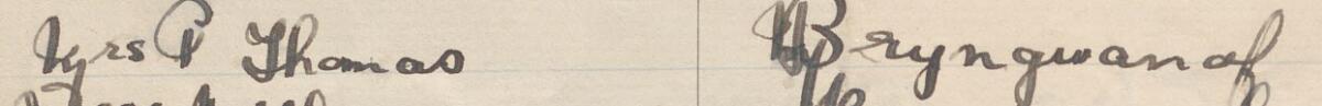 Image of Mrs G Thomas's signature and address in the petition