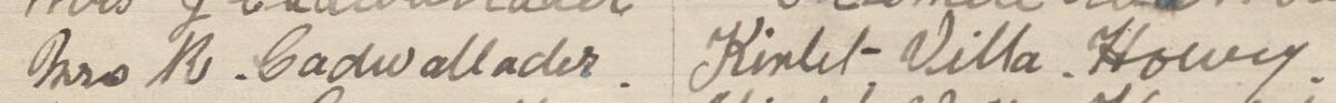 Image of Mrs K. Cadwallader's signature and address in the petition
