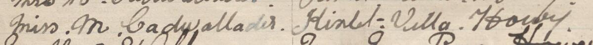 Image of Miss. M. Cadwallader's signature and address in the petition