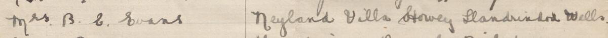 Image of Mrs B. C. Evans's signature and address in the petition