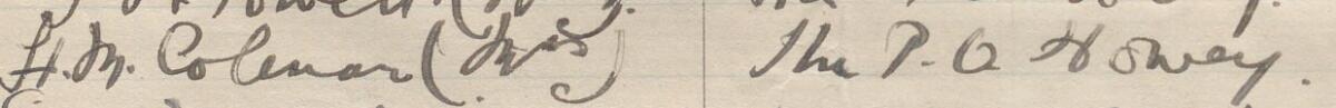 Image of Mrs F. M. Coleman's signature and address in the petition