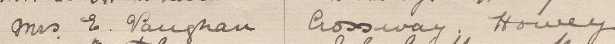 Image of Mrs E Vaughan's signature and address in the petition