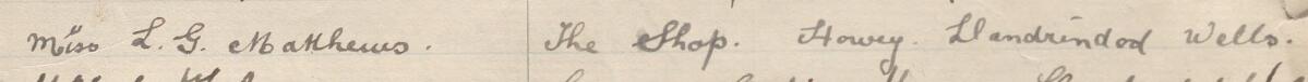 Image of Miss L. G. Matthews's signature and address in the petition