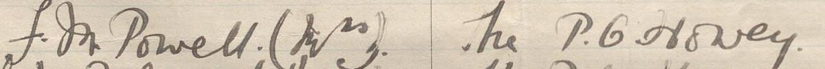Image of Mrs F. M. Powell's signature and address in the petition