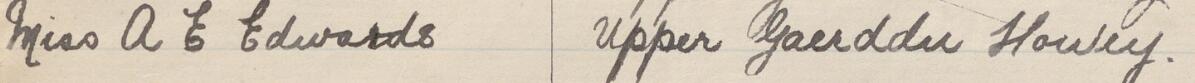Image of Miss A E Edwards's signature and address in the petition