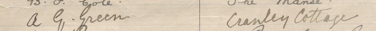 Image of A. G. Green's signature and address in the petition