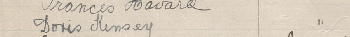 Image of Doris Kinsey's signature and address in the petition