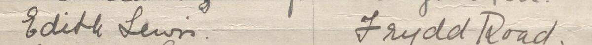 Image of Edith Lewis's signature and address in the petition