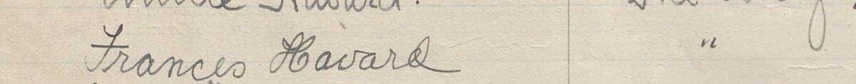 Image of Frances Howard's signature and address in the petition