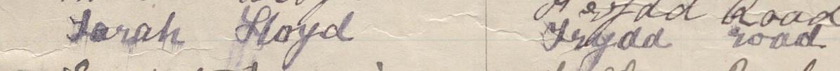 Image of Sarah Lloyd's signature and address in the petition