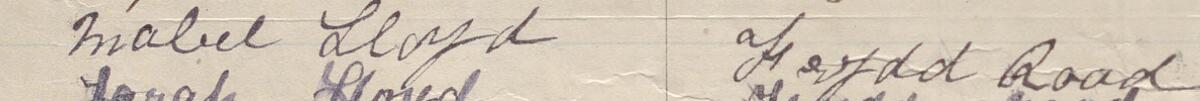 Image of Mabel Lloyd's signature and address in the petition