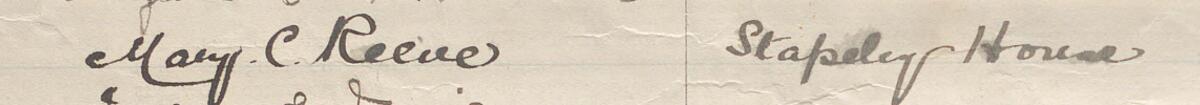 Image of Mary C. Reeve's signature and address in the petition