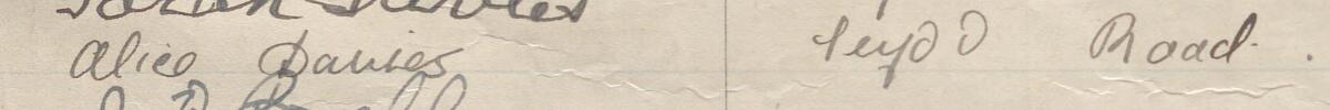 Image of Alice Davies's signature and address in the petition