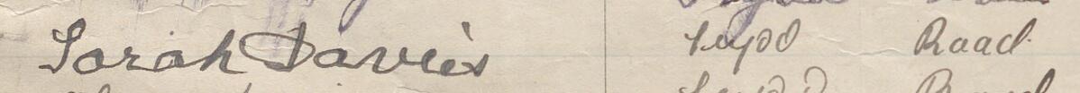 Image of Sarah Davies's signature and address in the petition