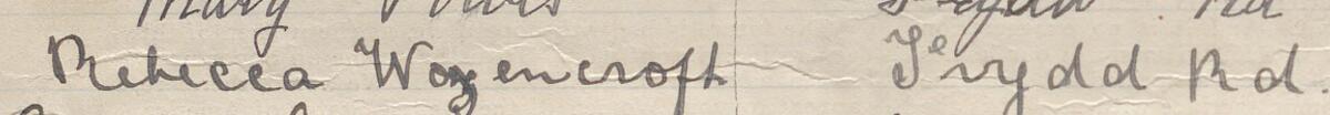 Image of Rebecca Wozencroft's signature and address in the petition