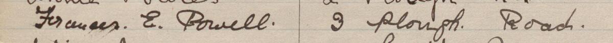 Image of Frances E. Powell's signature and address in the petition