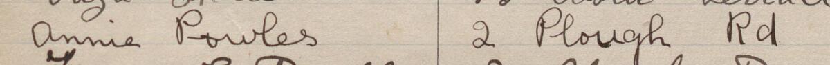 Image of Annie Powles's signature and address in the petition