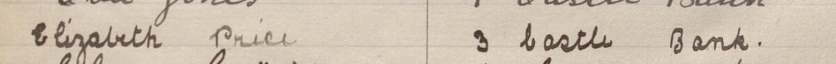 Image of Elizabeth Price's signature and address in the petition