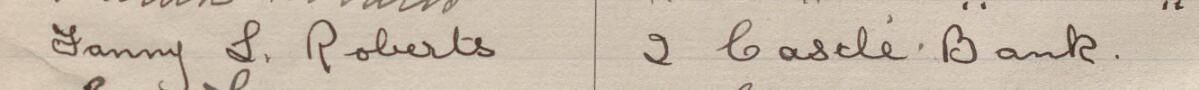 Image of Fanny L. Roberts's signature and address in the petition