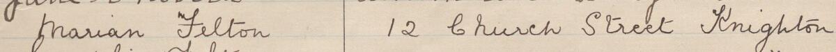 Image of Marian Felton's signature and address in the petition