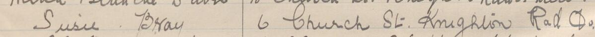 Image of Susan Bray's signature and address in the petition