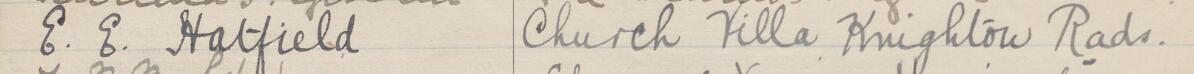 Image of E E Hatfield's signature and address in the petition