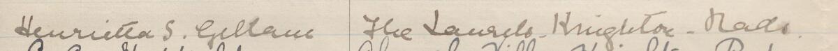 Image of Henrietta S. Gillam's signature and address in the petition
