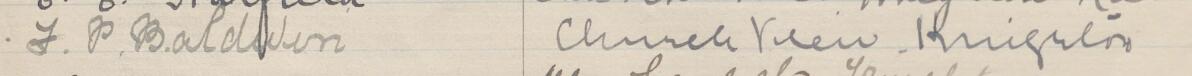 Image of F P Baldwin's signature and address in the petition