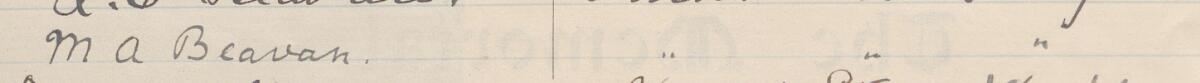 Image of M A Beavan's signature and address in the petition