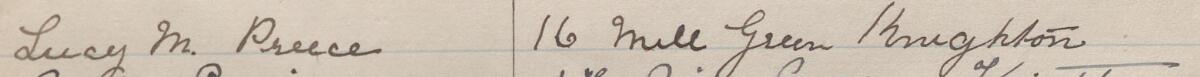 Image of Lucy M Preece's signature and address in the petition