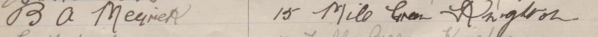 Image of B A Meyrick's signature and address in the petition