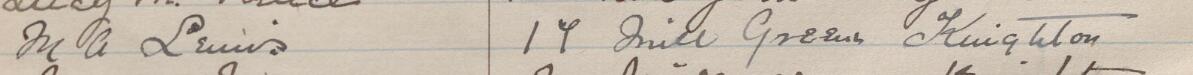 Image of M A Lewis's signature and address in the petition