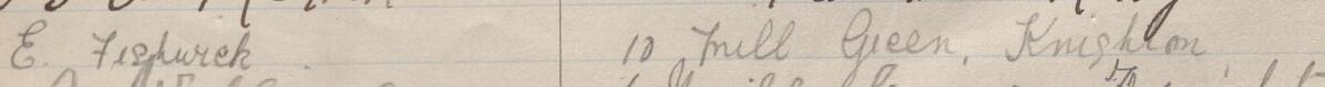 Image of E Fishwick's signature and address in the petition