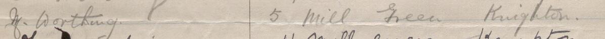Image of N Worthing's signature and address in the petition