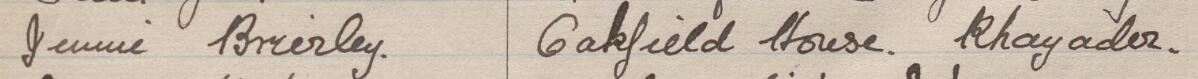 Image of Jennie Brierley's signature and address in the petition