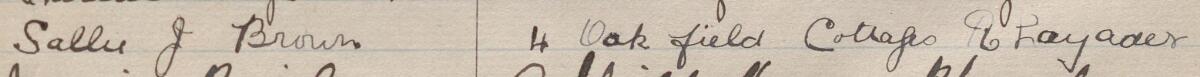 Image of Sallie J. Brown's signature and address in the petition
