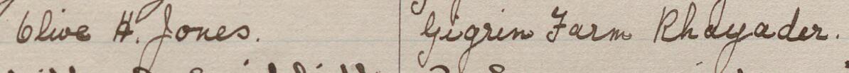 Image of Olive H. Jones's signature and address in the petition