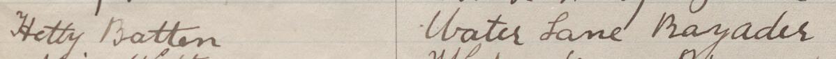 Image of Hetty Batten's signature and address in the petition