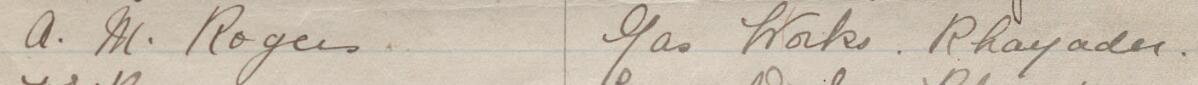 Image of A. M. Rogers's signature and address in the petition