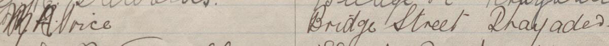 Image of M. A. Price's signature and address in the petition