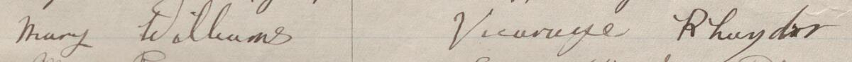 Image of Mary Williams's signature and address in the petition
