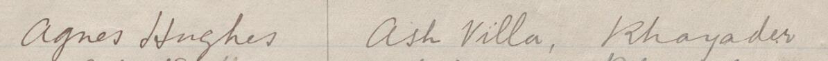 Image of Agnes Hughes's signature and address in the petition