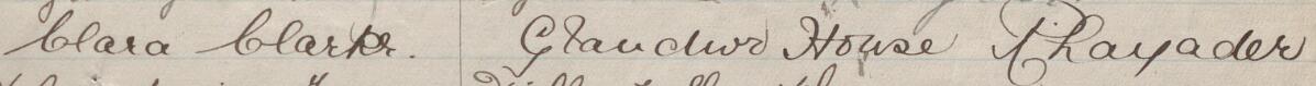 Image of Clara Clarke's signature and address in the petition