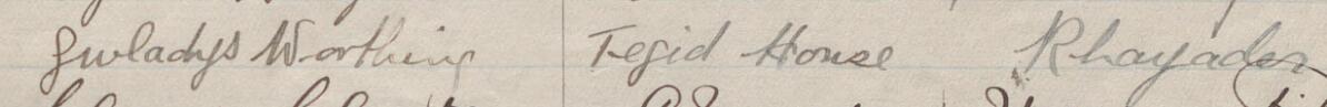 Image of Gwladys Worthing's signature and address in the petition