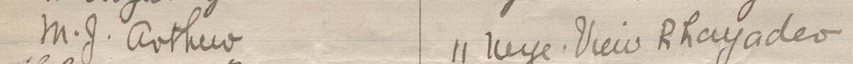 Image of M. J. Arthur's signature and address in the petition
