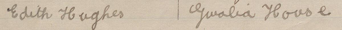 Image of Edith Hughes's signature and address in the petition