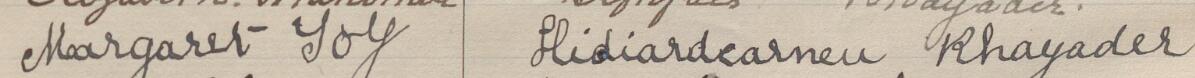 Image of Margaret Joy's signature and address in the petition