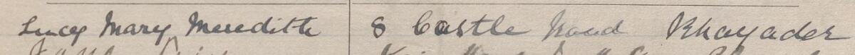 Image of Lucy Mary Meredith's signature and address in the petition