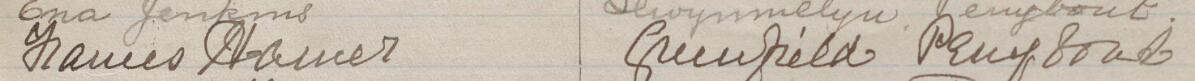 Image of Frances Hamer's signature and address in the petition